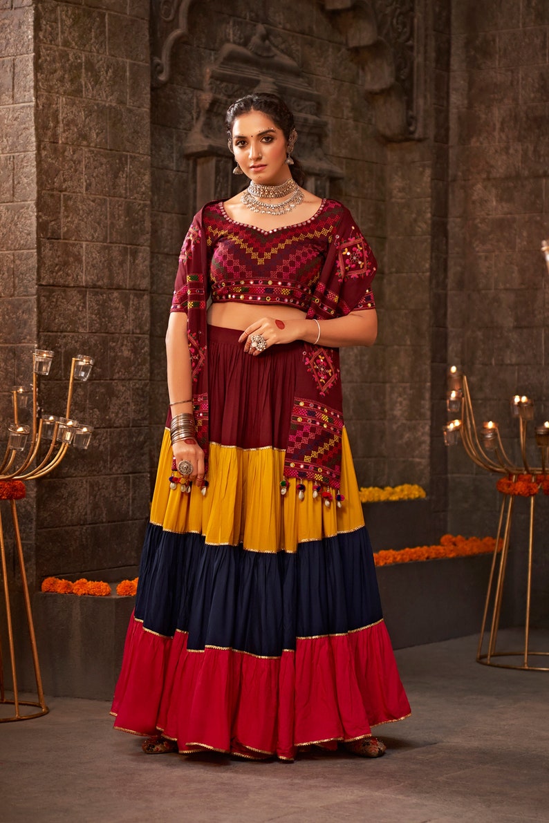 Sanguine Maroon and Multicolor Lehenga Choli