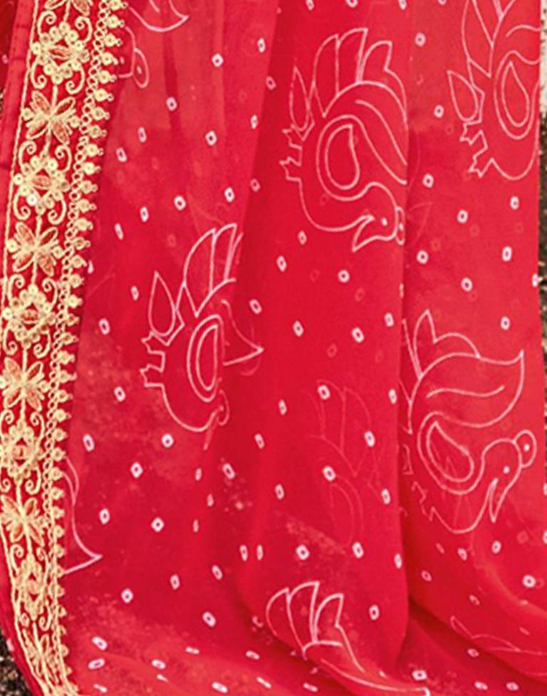 Amaranth Red Georgette Bandhani Saree