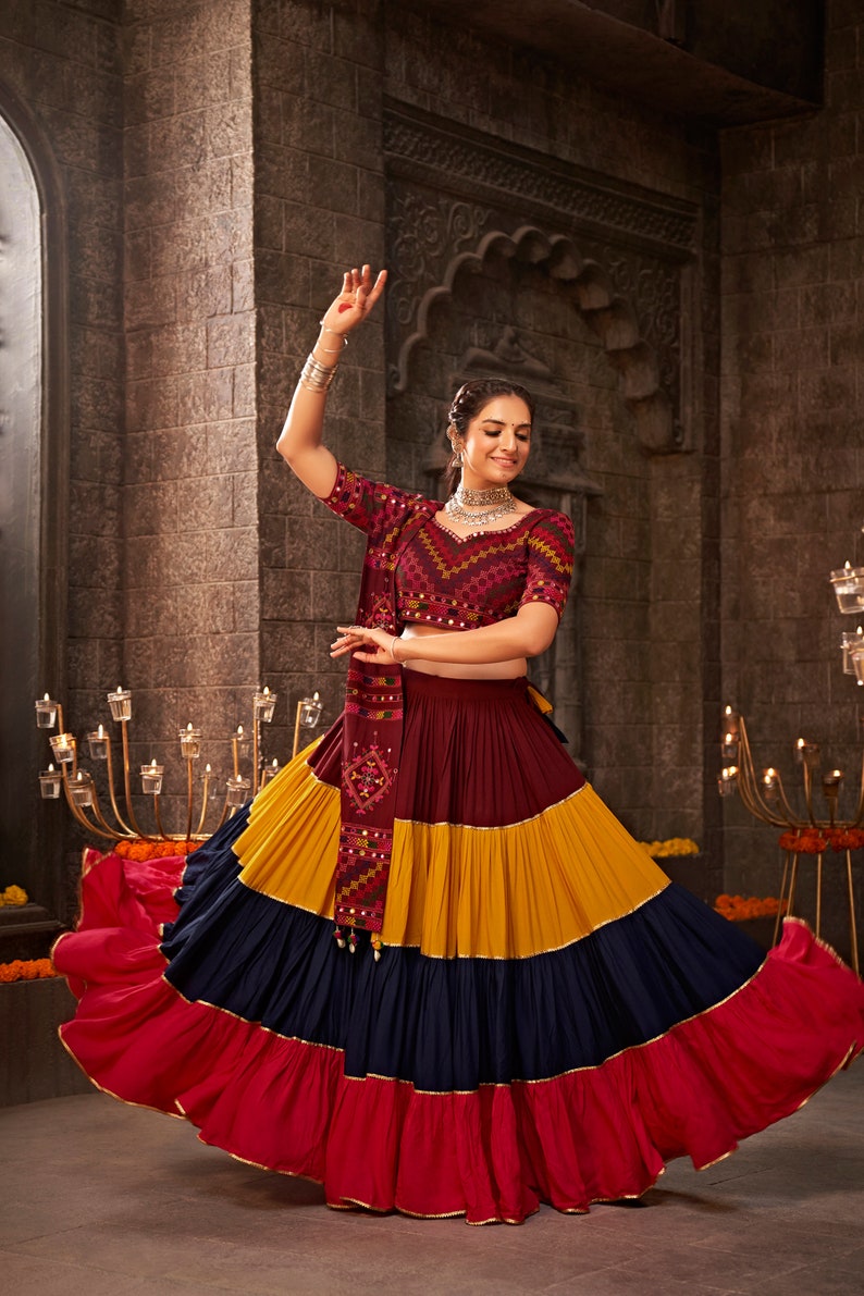 Sanguine Maroon and Multicolor Lehenga Choli