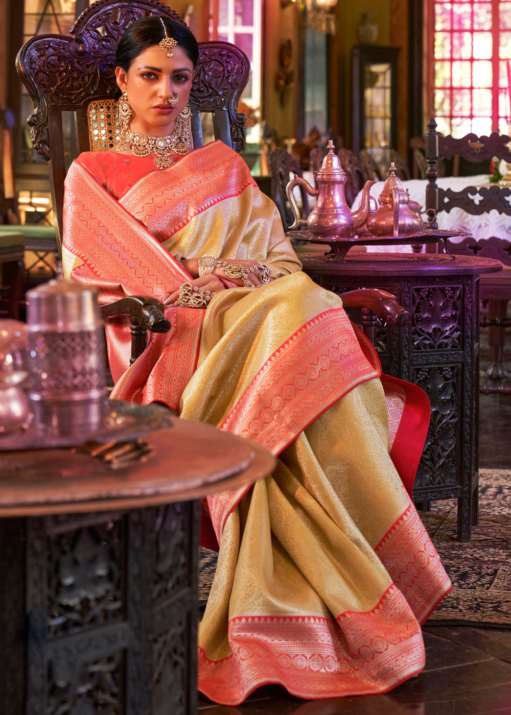 Goldenrod Yellow Woven Kanjivaram Saree