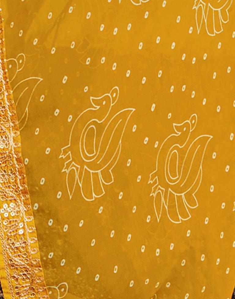 Tulip Tree Yellow Georgette Bandhani Saree