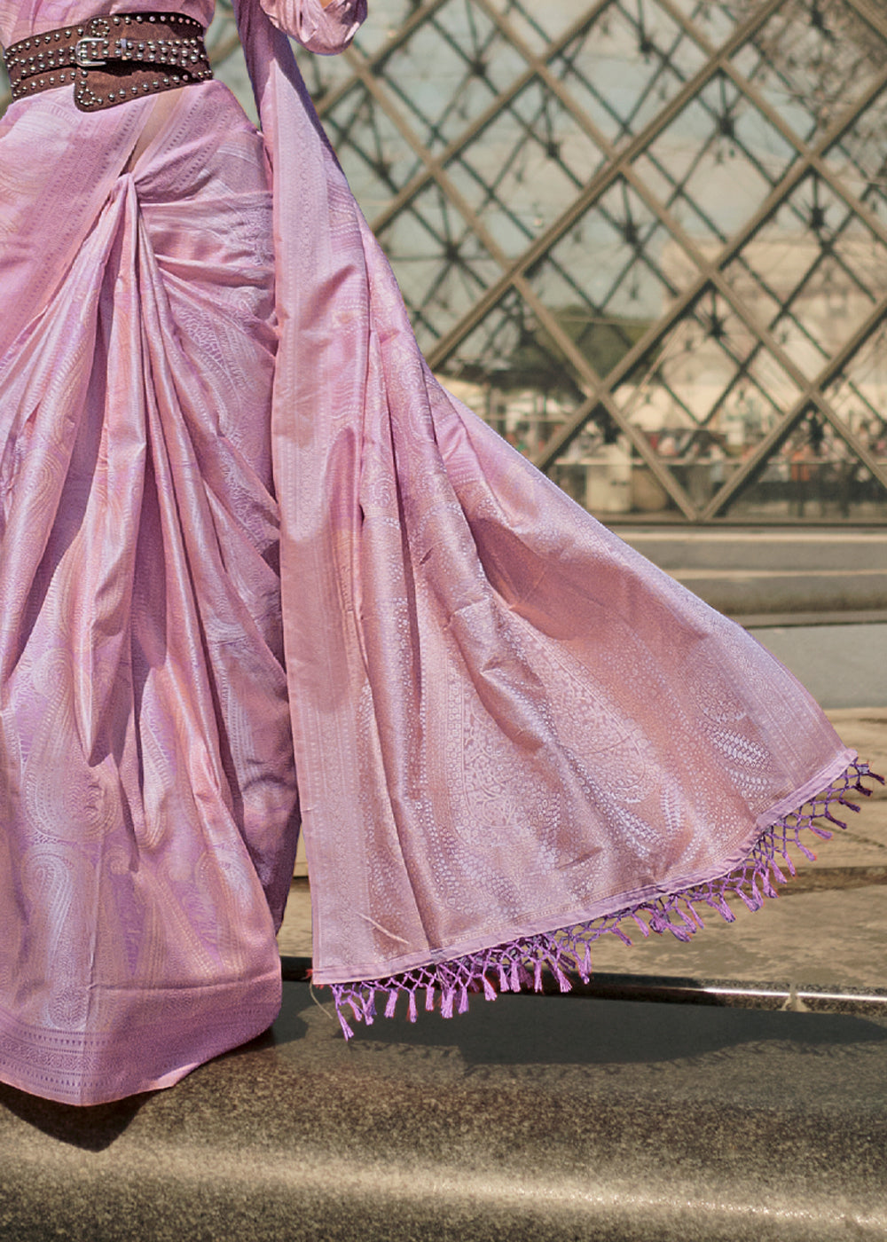 Viola Purple Woven Kanjivaram Satin Silk Saree