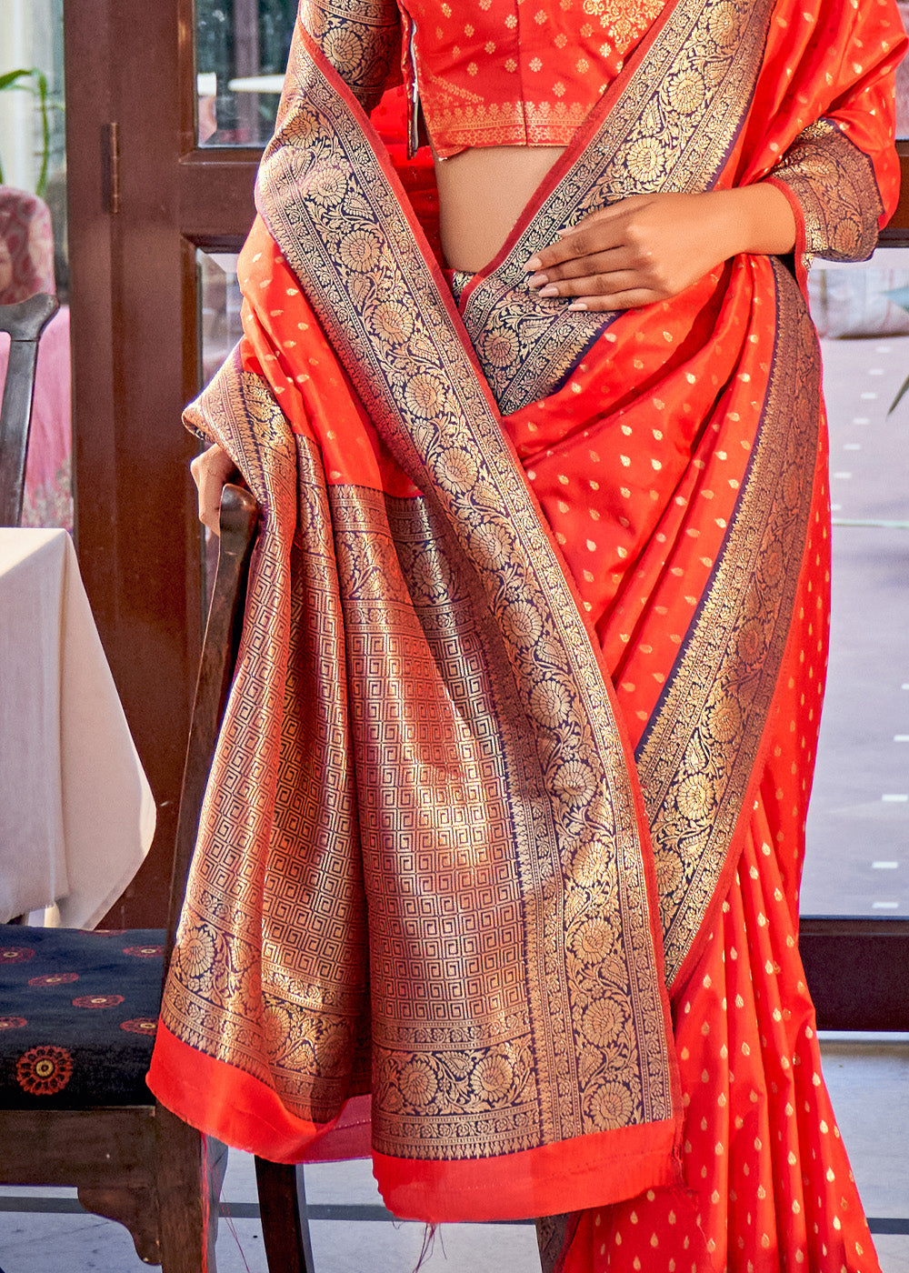 Alizarin Red Woven Banarasi Silk Saree