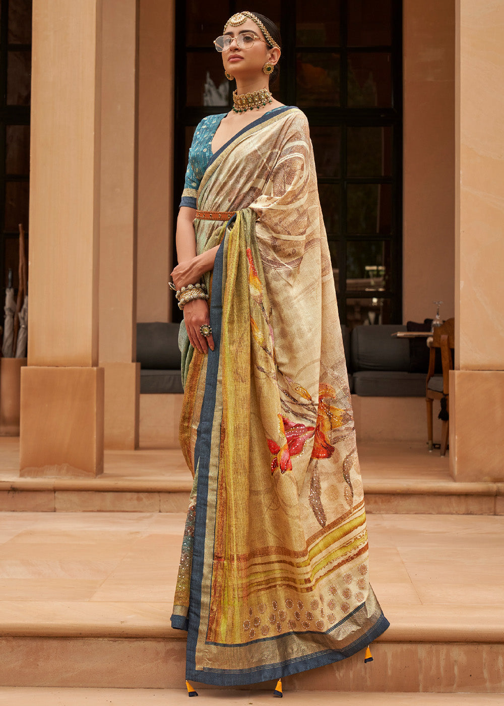 Chenin Yellow Printed Patola Soft Silk Saree