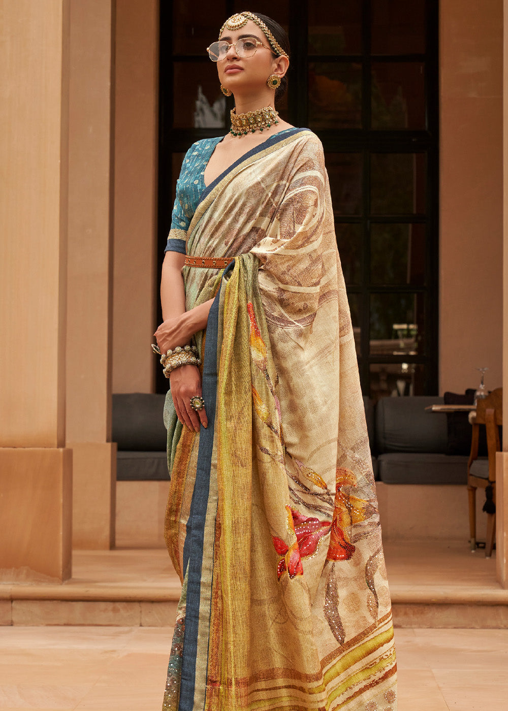 Chenin Yellow Printed Patola Soft Silk Saree