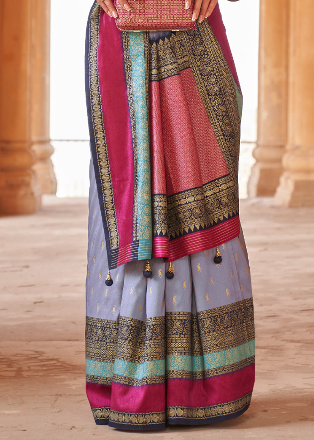 Edward Blue Woven Patola Soft Silk Saree