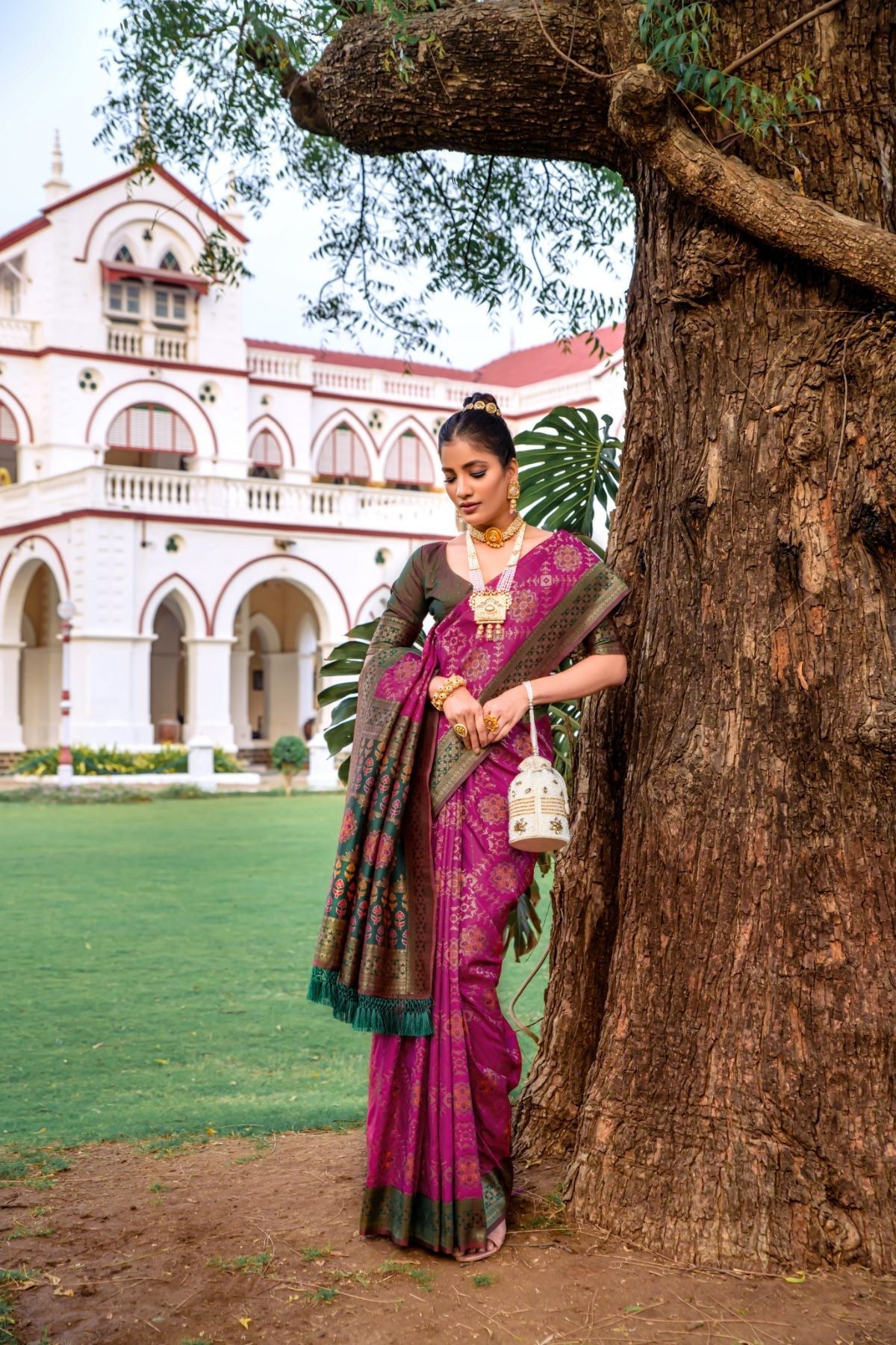 Berry Purple Banarasi Patola Silk Saree