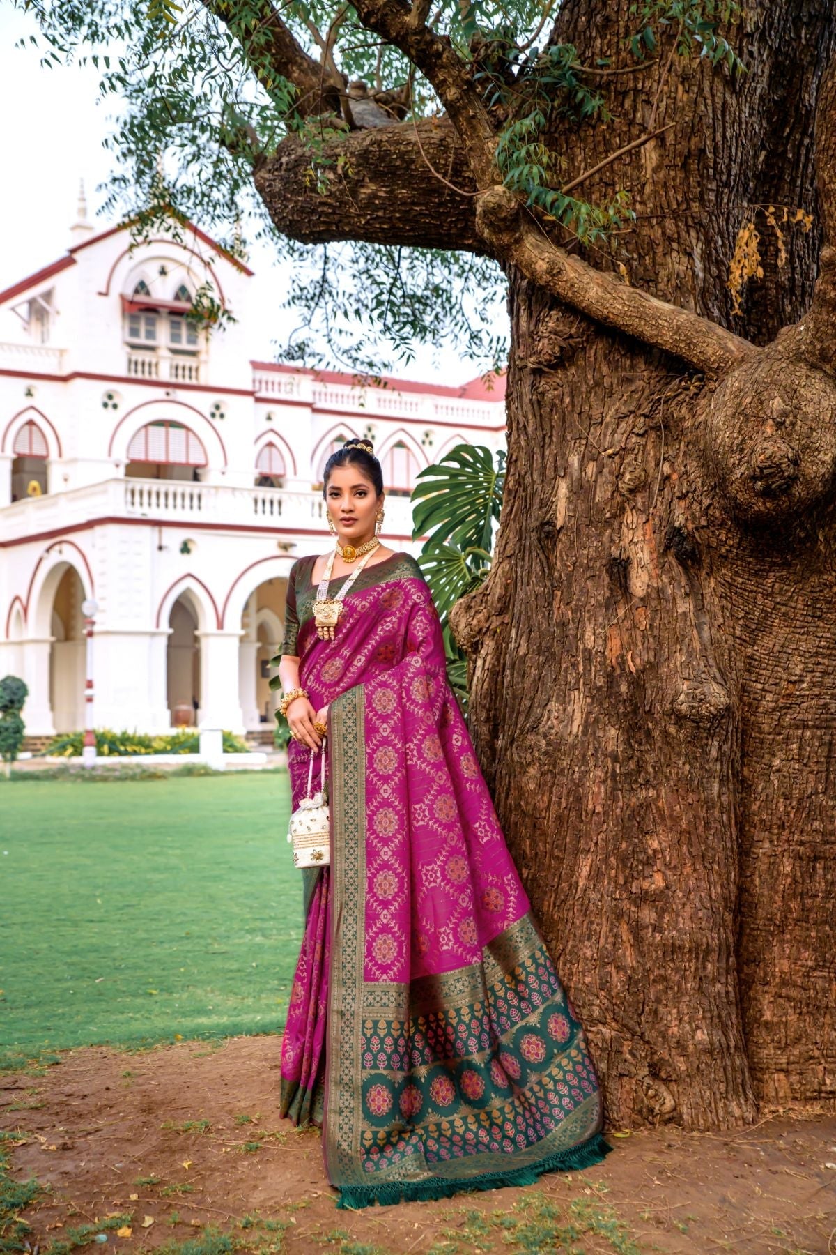 Berry Purple Banarasi Patola Silk Saree