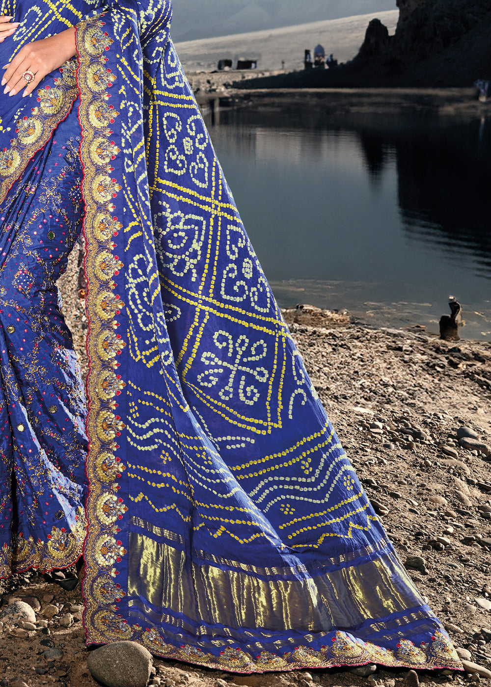 Aparajita Blue Designer Bandej Banarasi Silk Saree