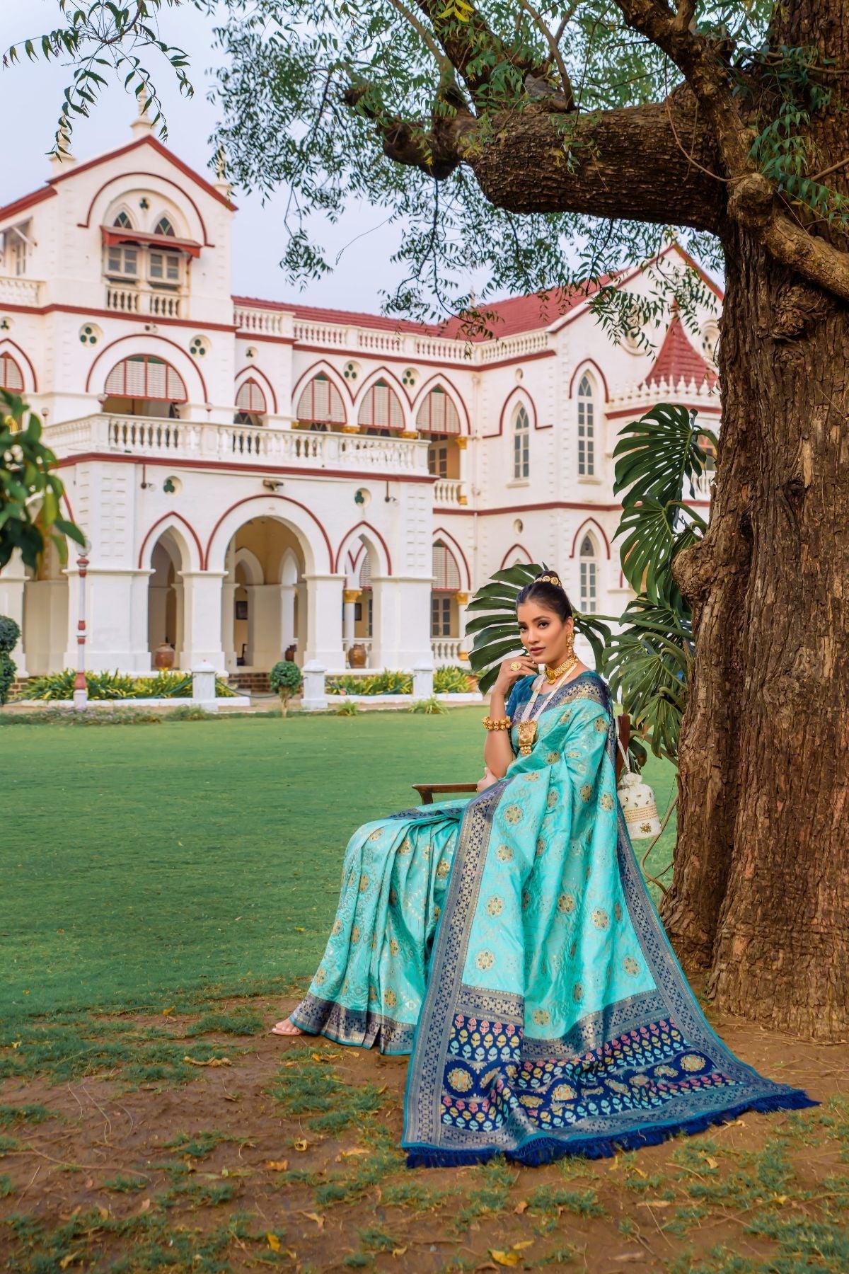 Water Blue Banarasi Patola Silk Saree