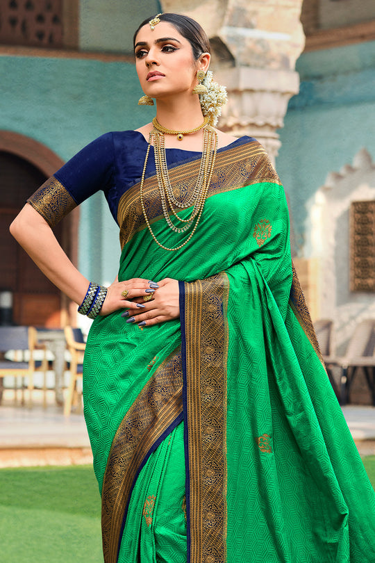 Salem Green Kanjivaram Saree