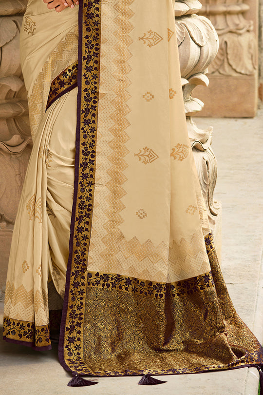 Antique Cream Kanjivaram Saree