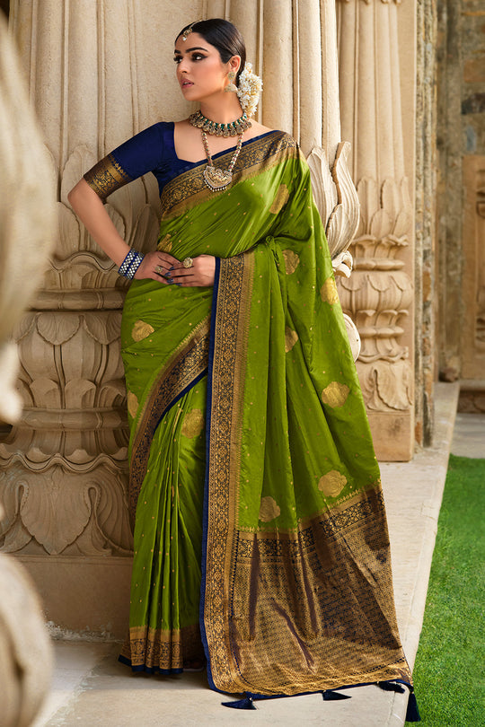 Corn Harvest Green Kanjivaram Saree