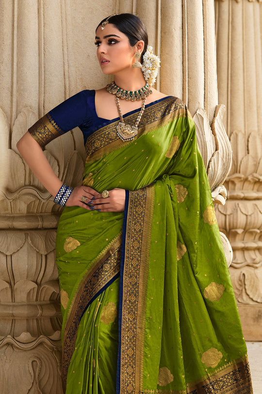 Corn Harvest Green Kanjivaram Saree