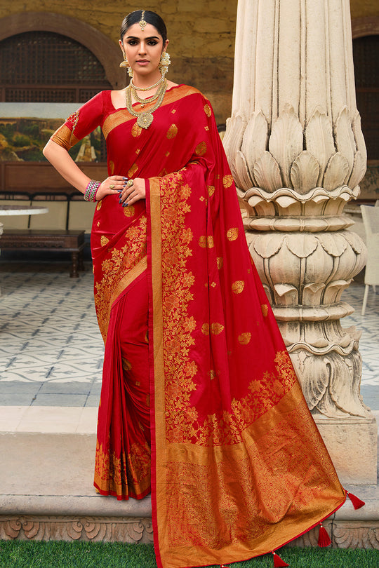 Red Salsa Kanjivaram Saree