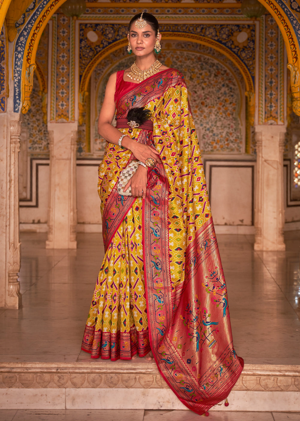 Anzac Yellow Woven Patola Paithani  Silk Saree