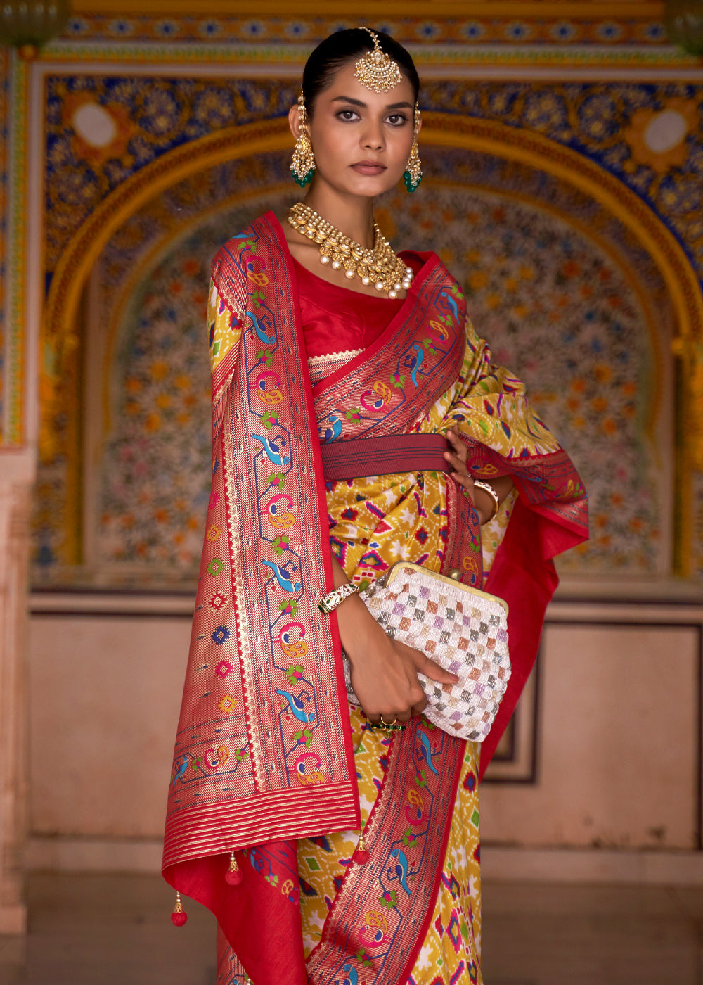 Anzac Yellow Woven Patola Paithani  Silk Saree