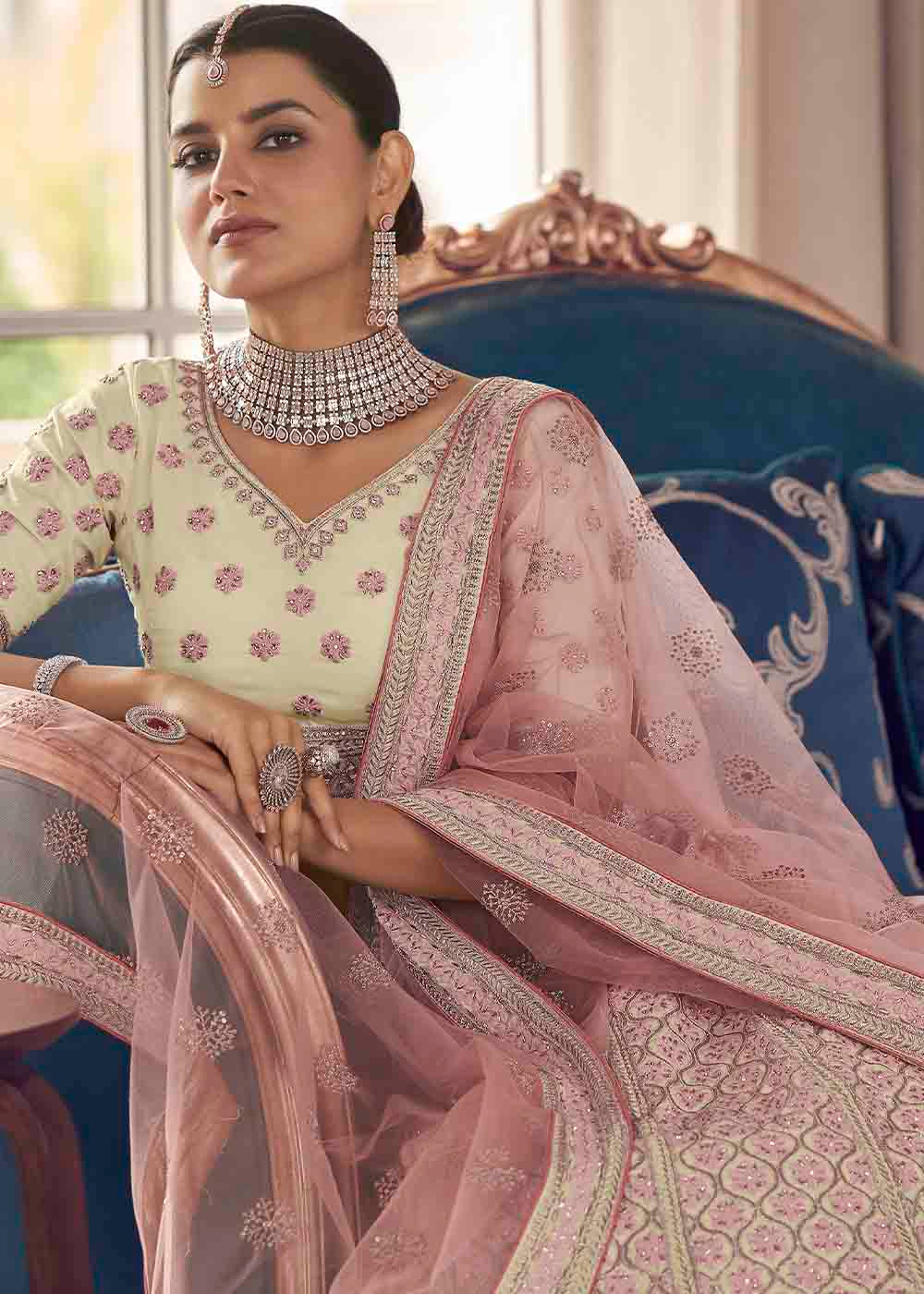 Rose Fog Pink Art Silk Lehenga Choli