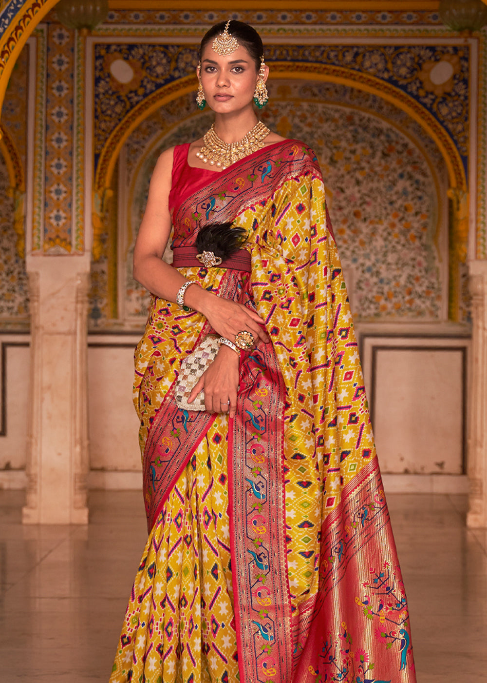 Anzac Yellow Woven Patola Paithani  Silk Saree