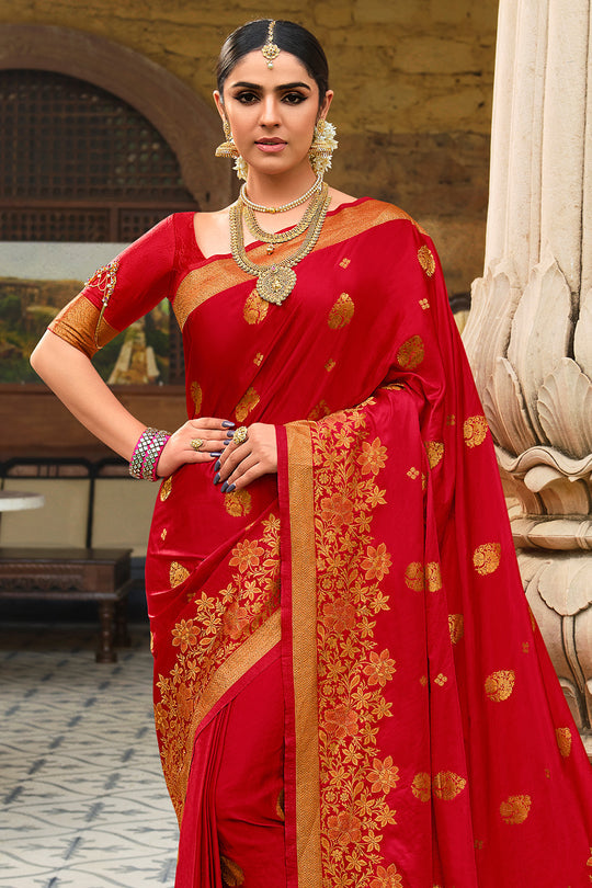 Red Salsa Kanjivaram Saree