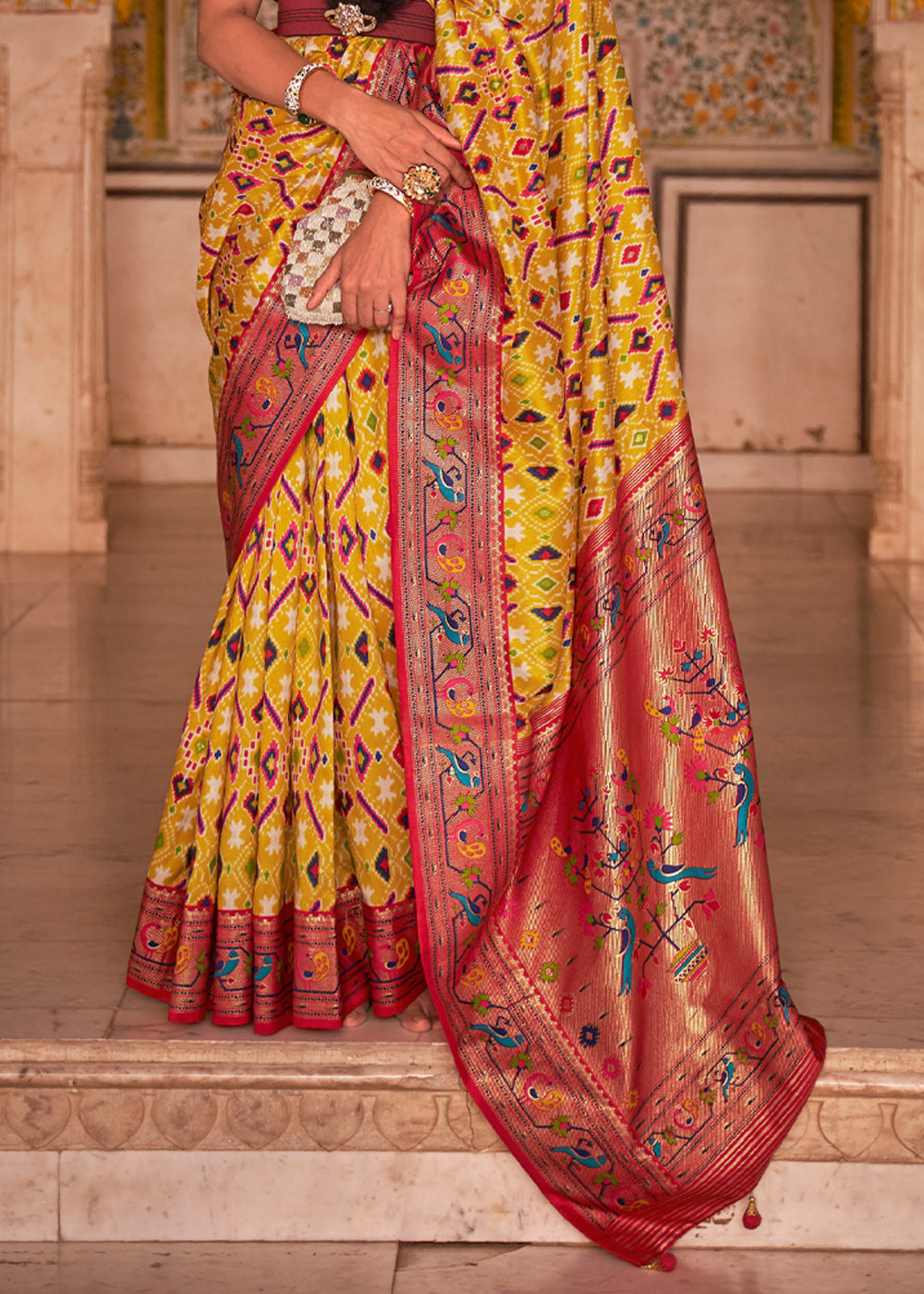 Anzac Yellow Woven Patola Paithani  Silk Saree