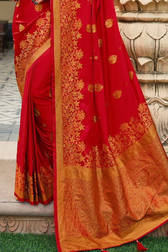 Red Salsa Kanjivaram Saree