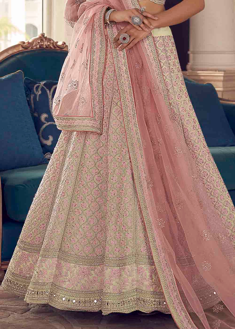 Rose Fog Pink Art Silk Lehenga Choli