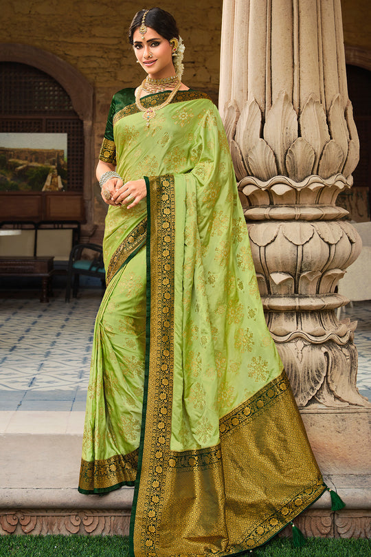 Tacha Green Kanjivaram Saree