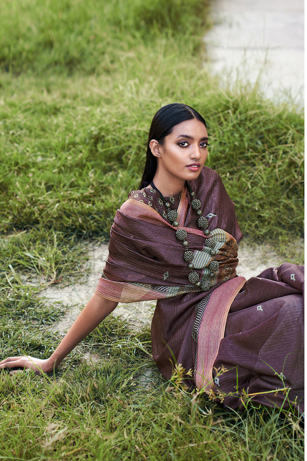 Opium Purple Printed Cotton Silk Saree