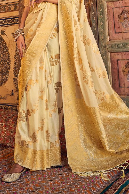 Sahara Sand Brown Woven Georgette Saree