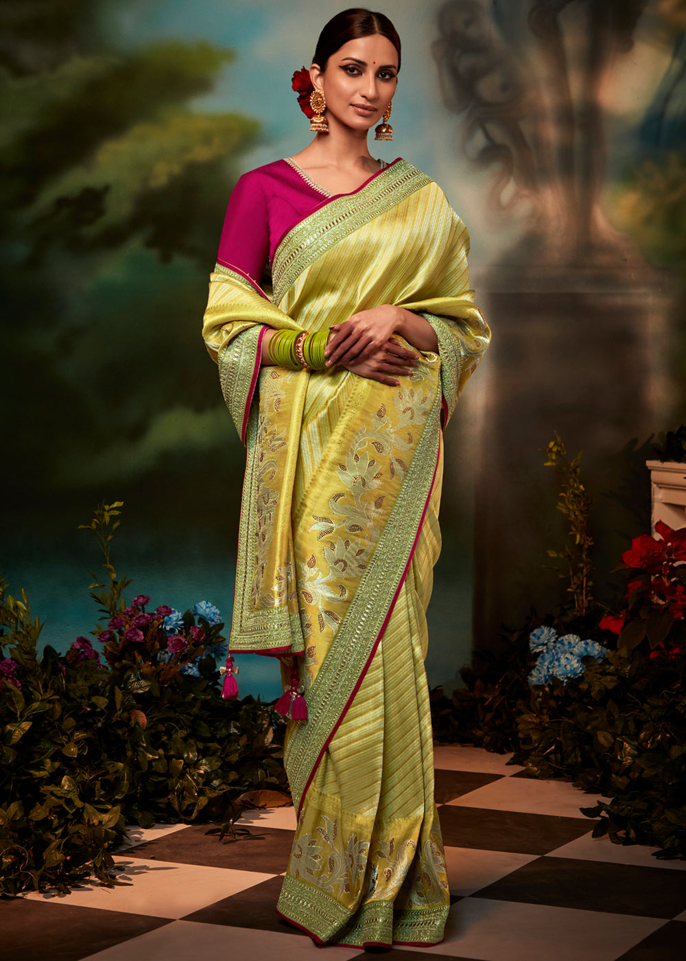 Tacha Yellow Woven Banarasi Soft Silk Designer Saree