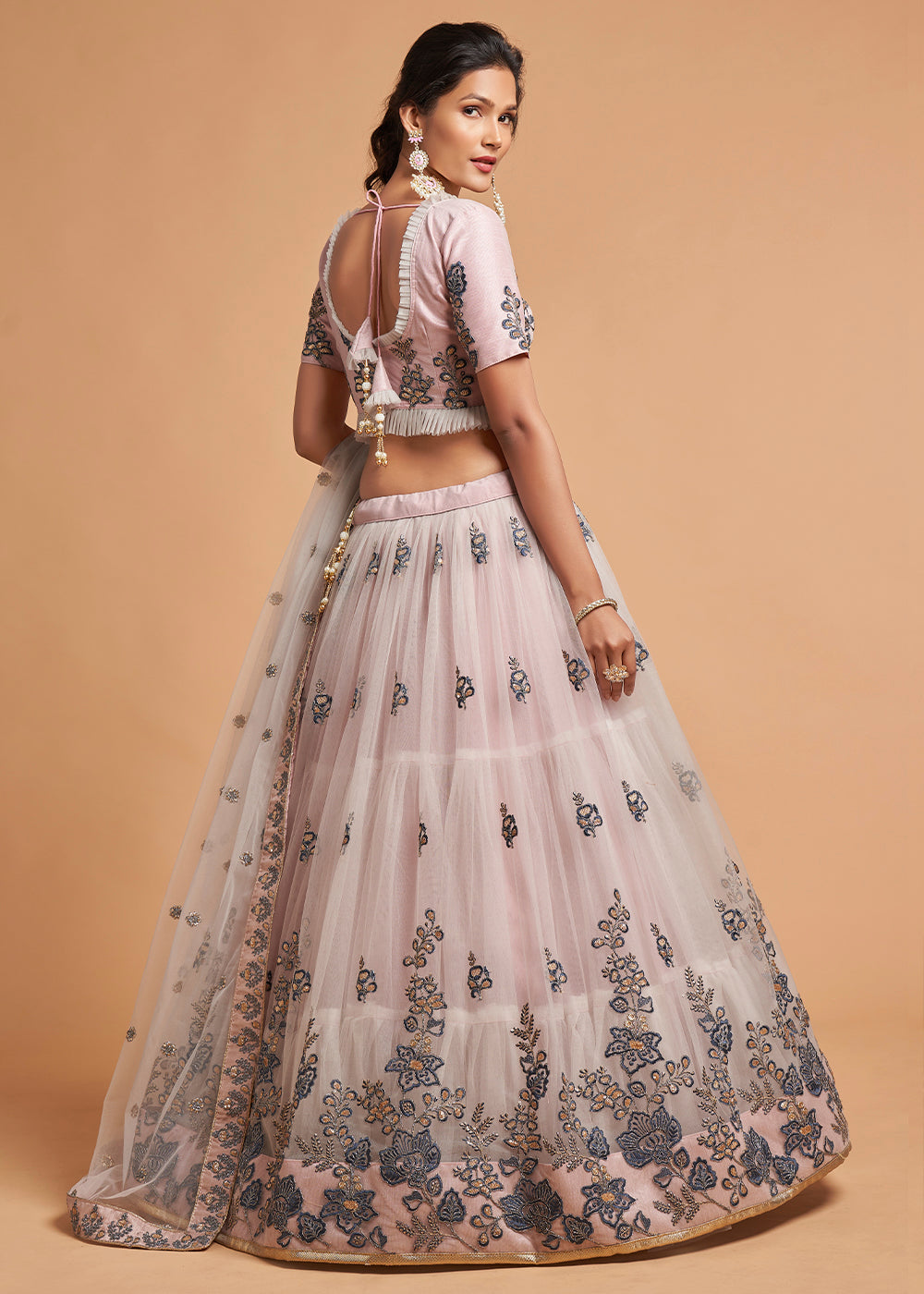 Light Grey Designer Soft Net Lehenga Choli