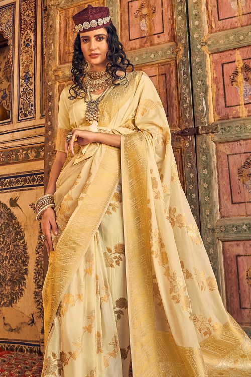 Sahara Sand Brown Woven Georgette Saree