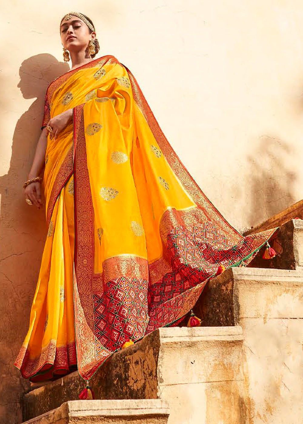 Selective Yellow Woven Patola Designer Silk Saree