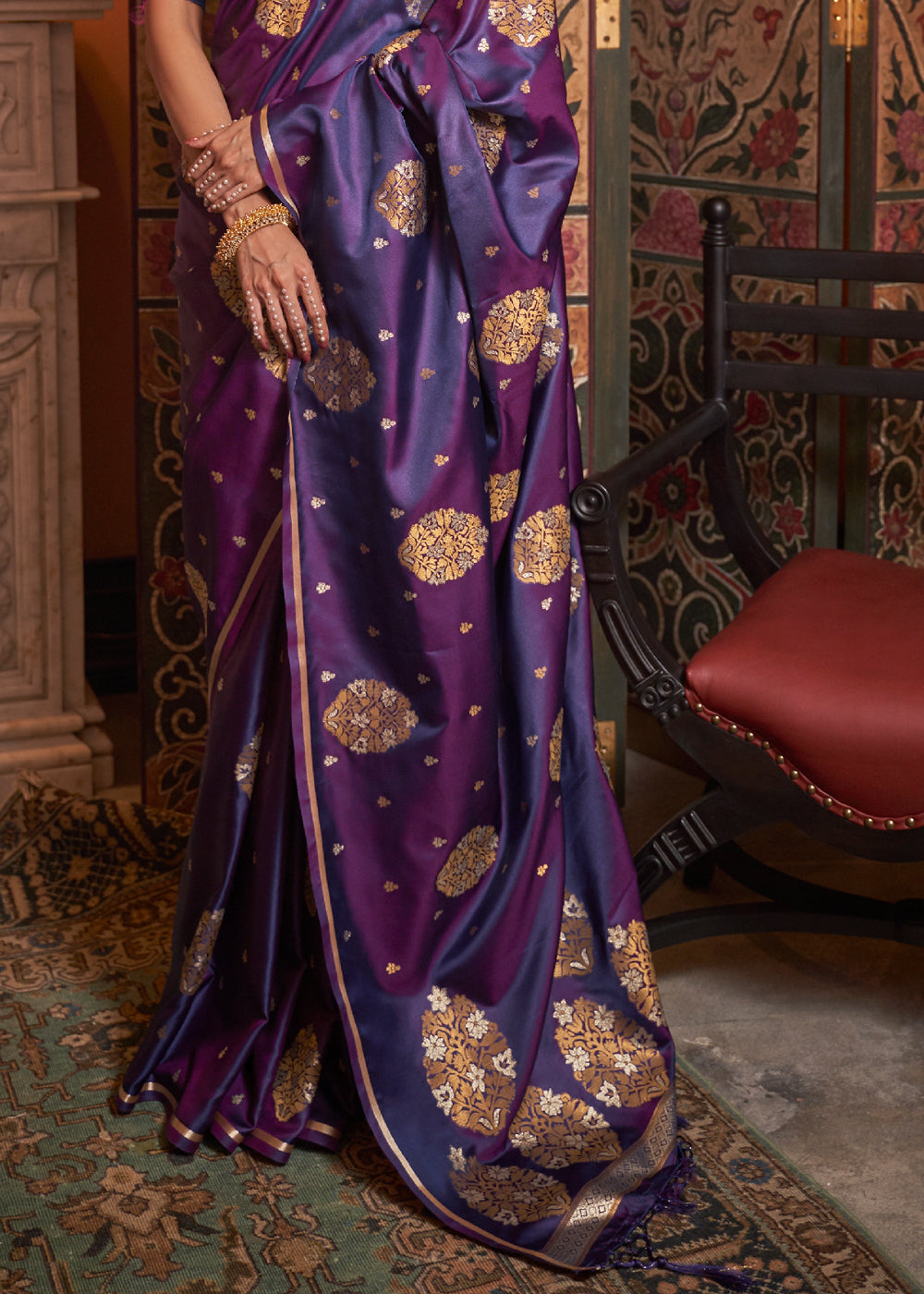 Mystic Purple Woven Satin Silk Saree