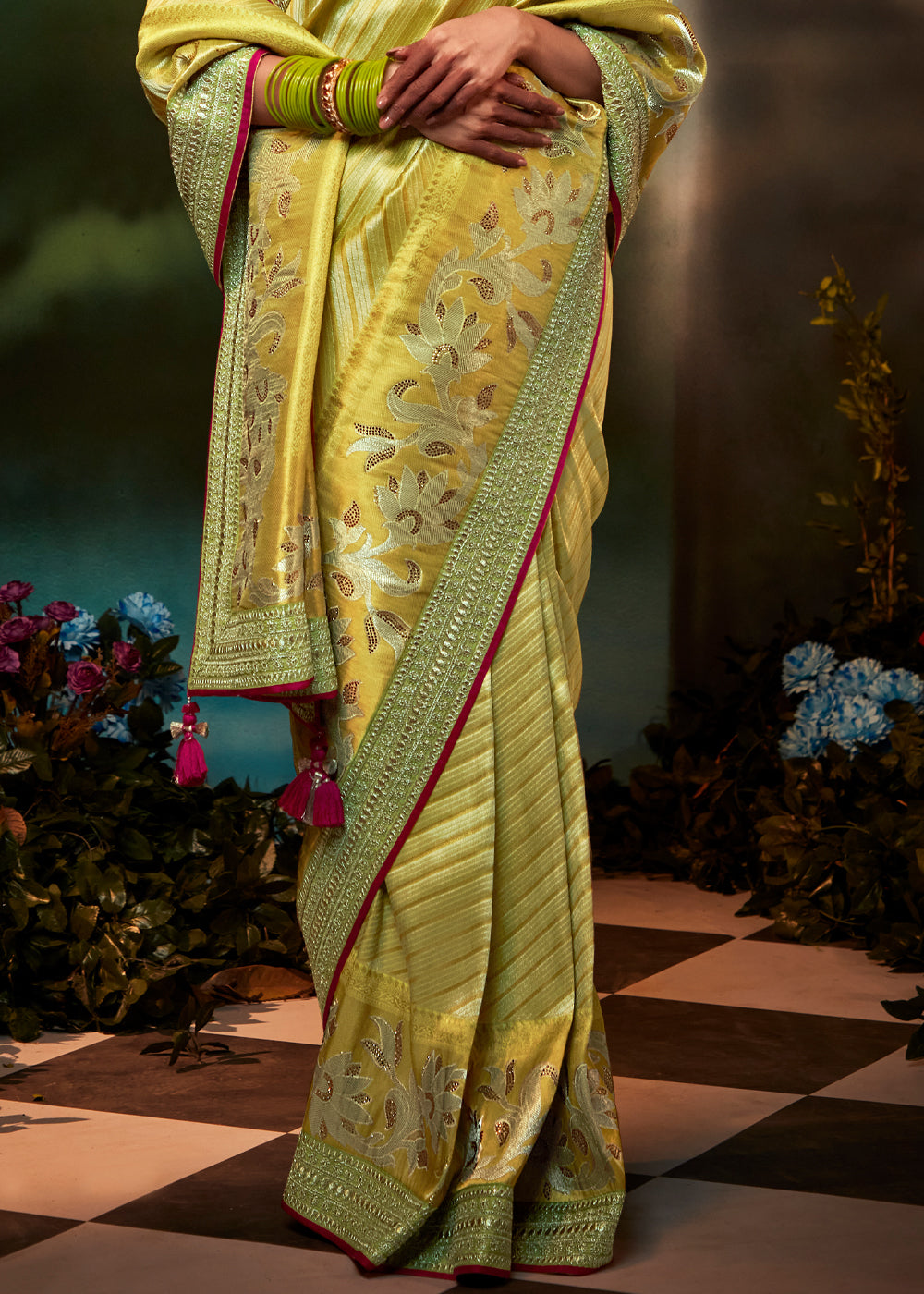 Tacha Yellow Woven Banarasi Soft Silk Designer Saree