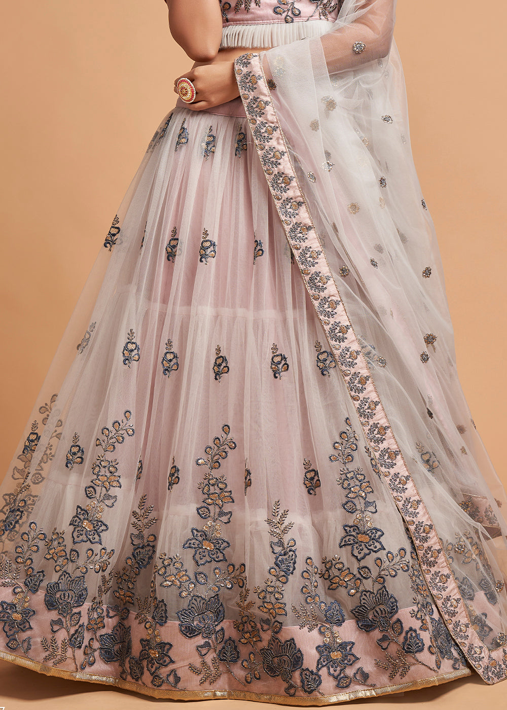 Light Grey Designer Soft Net Lehenga Choli