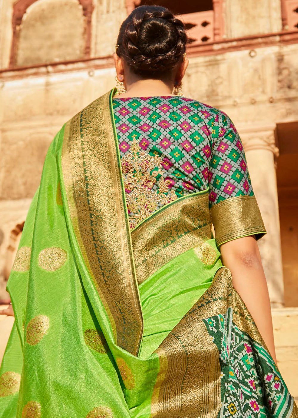 Atlantis Green Woven Patola Designer Silk Saree