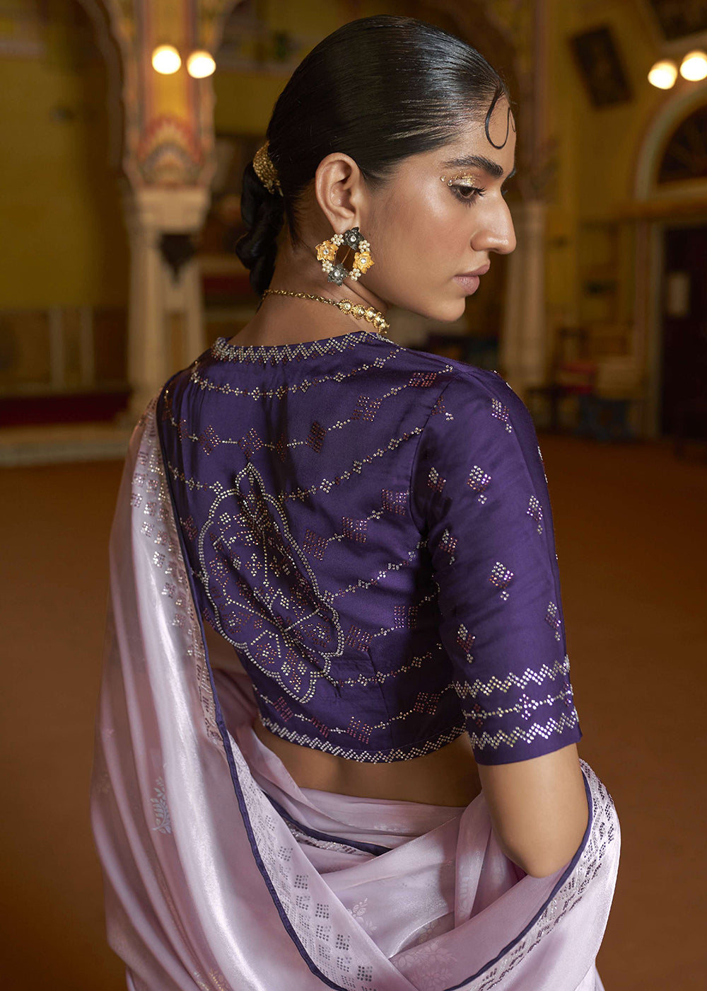 Lilac Luster Purple Organza Woven Silk Saree