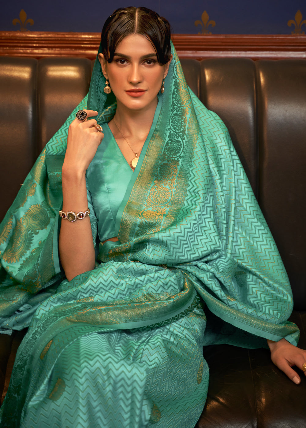 Forest Green Woven Banarasi Silk Saree