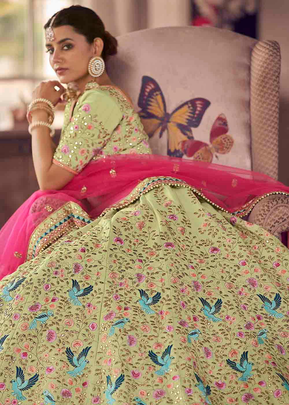 Zombie Yellow Art Silk Lehenga Choli