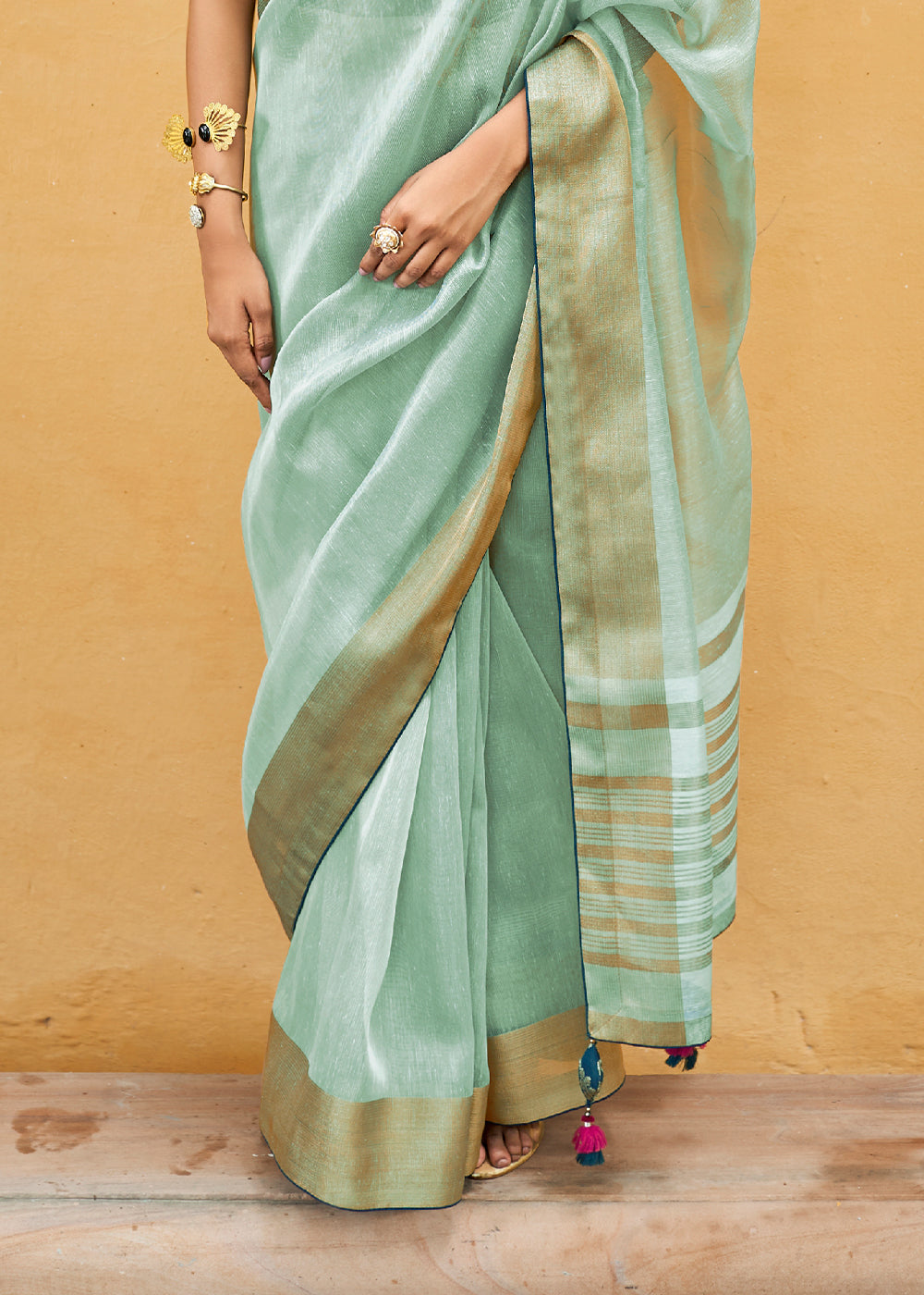 Summer Green Soft Tissue Organza Silk Saree