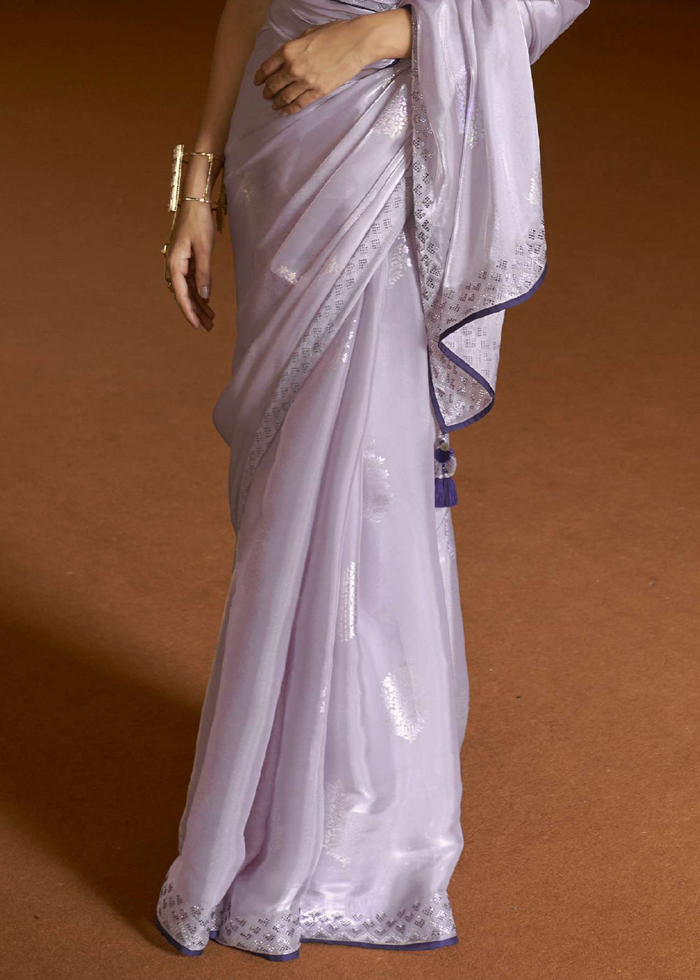 Lilac Luster Purple Organza Woven Silk Saree