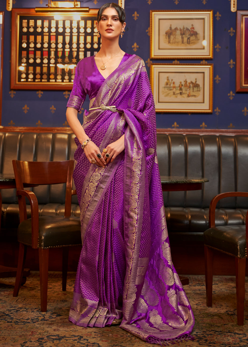 Mystic Purple Woven Banarasi Silk Saree