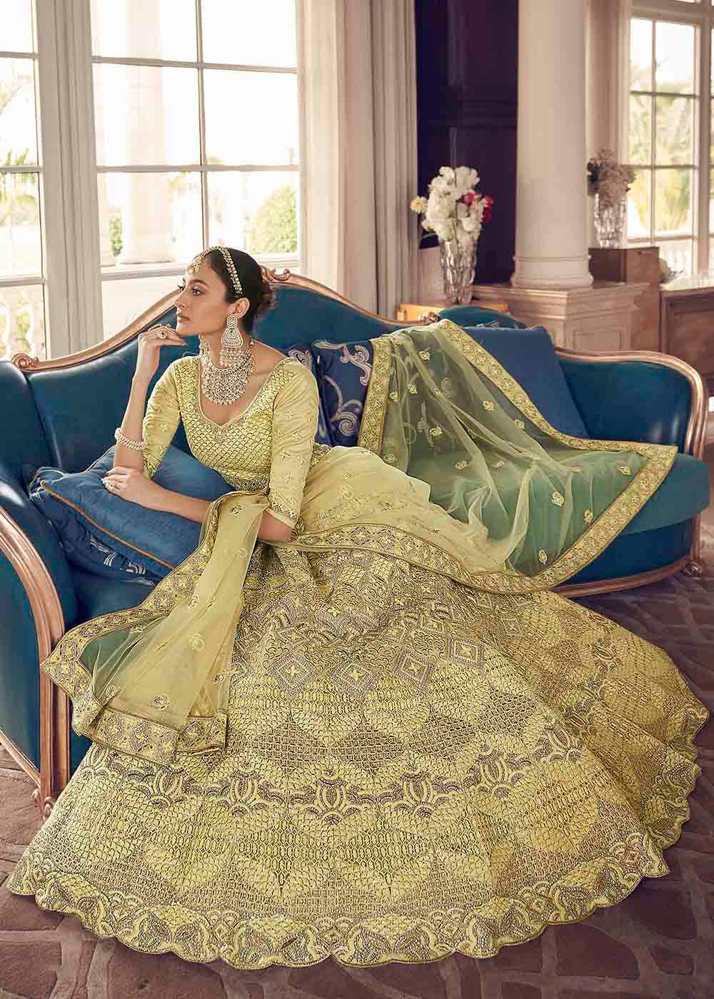 Primrose Yellow Crepe Lehenga Choli