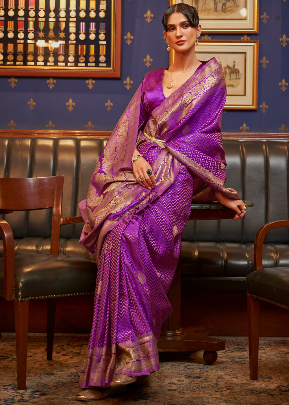 Mystic Purple Woven Banarasi Silk Saree