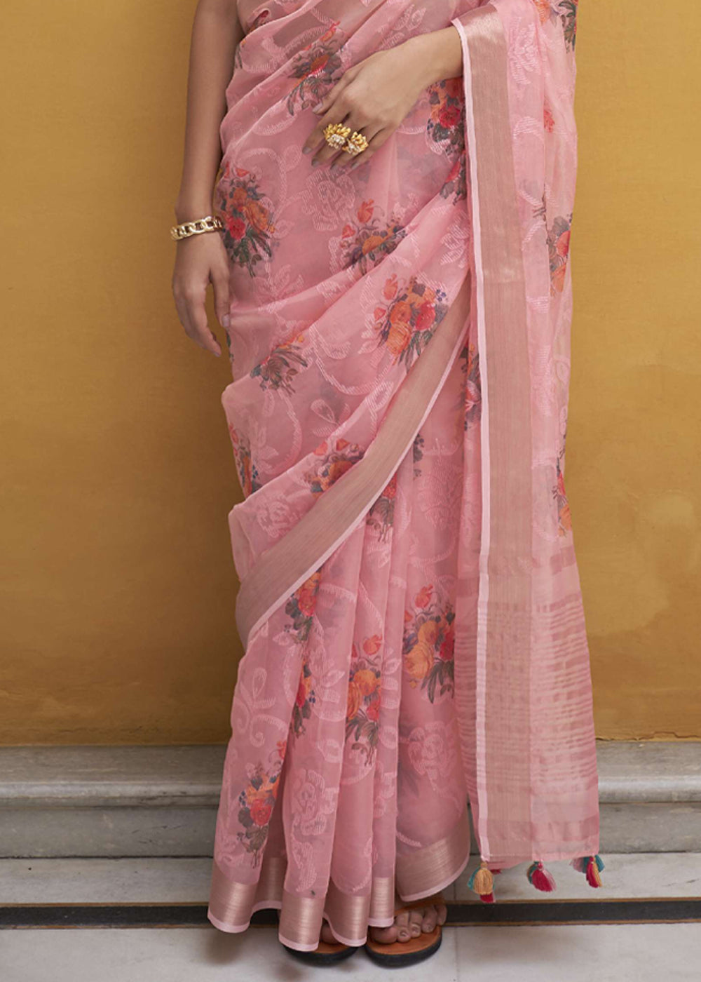 Your Pink Digital Print Organza Silk Saree