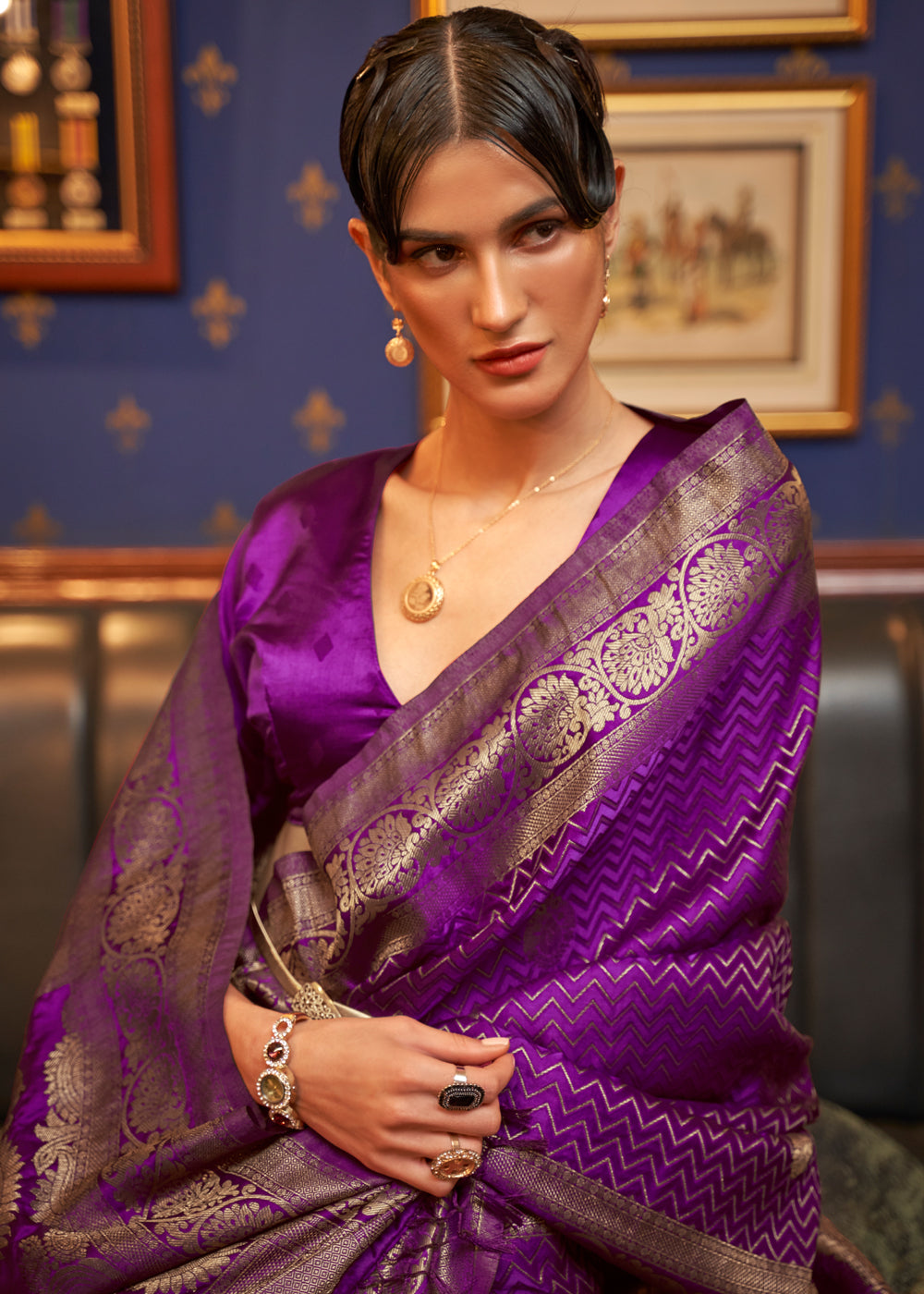 Mystic Purple Woven Banarasi Silk Saree