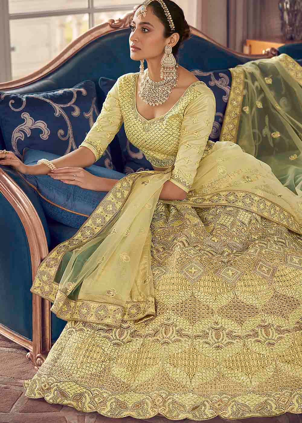 Primrose Yellow Crepe Lehenga Choli