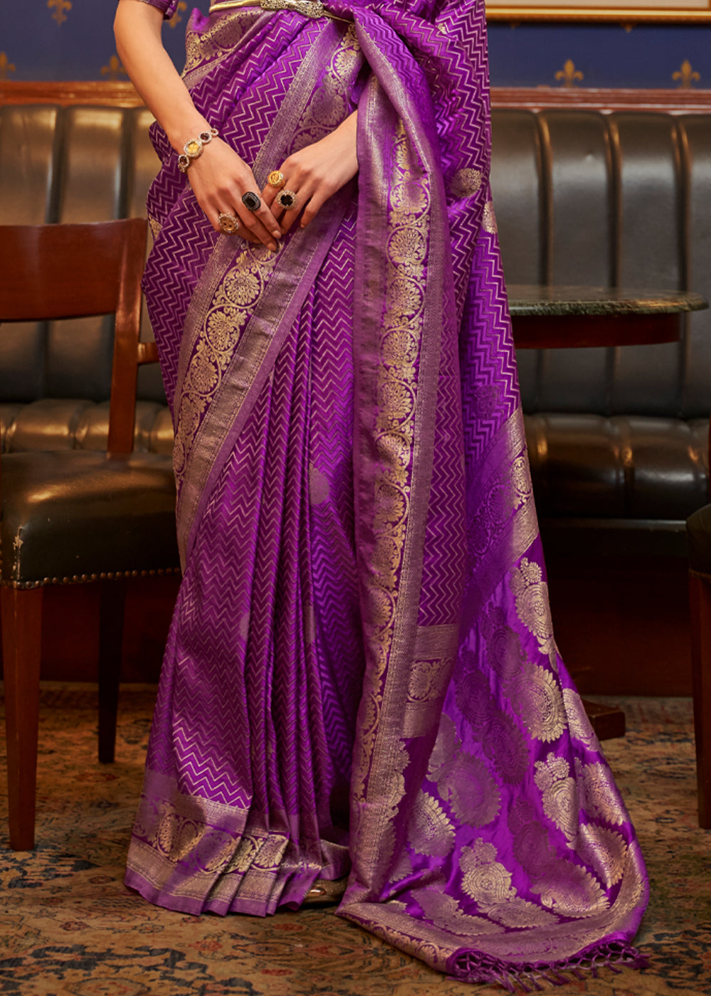 Mystic Purple Woven Banarasi Silk Saree